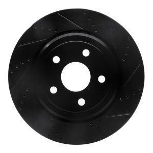 Dodge Durango Brake Rotor (1) - Rear Right - R1 Concepts - Drilled & Slotted - Black - `12-`25